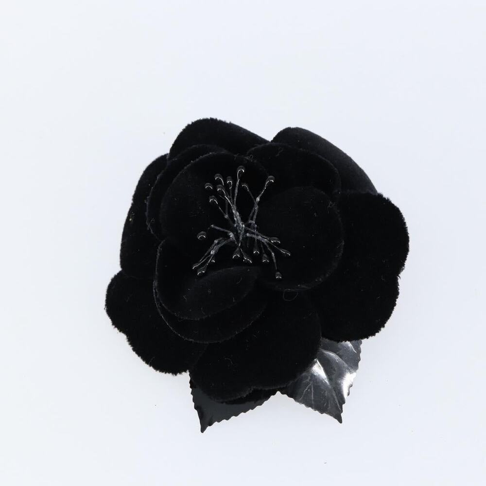 Chanel Brooch Velor Black CC Velour